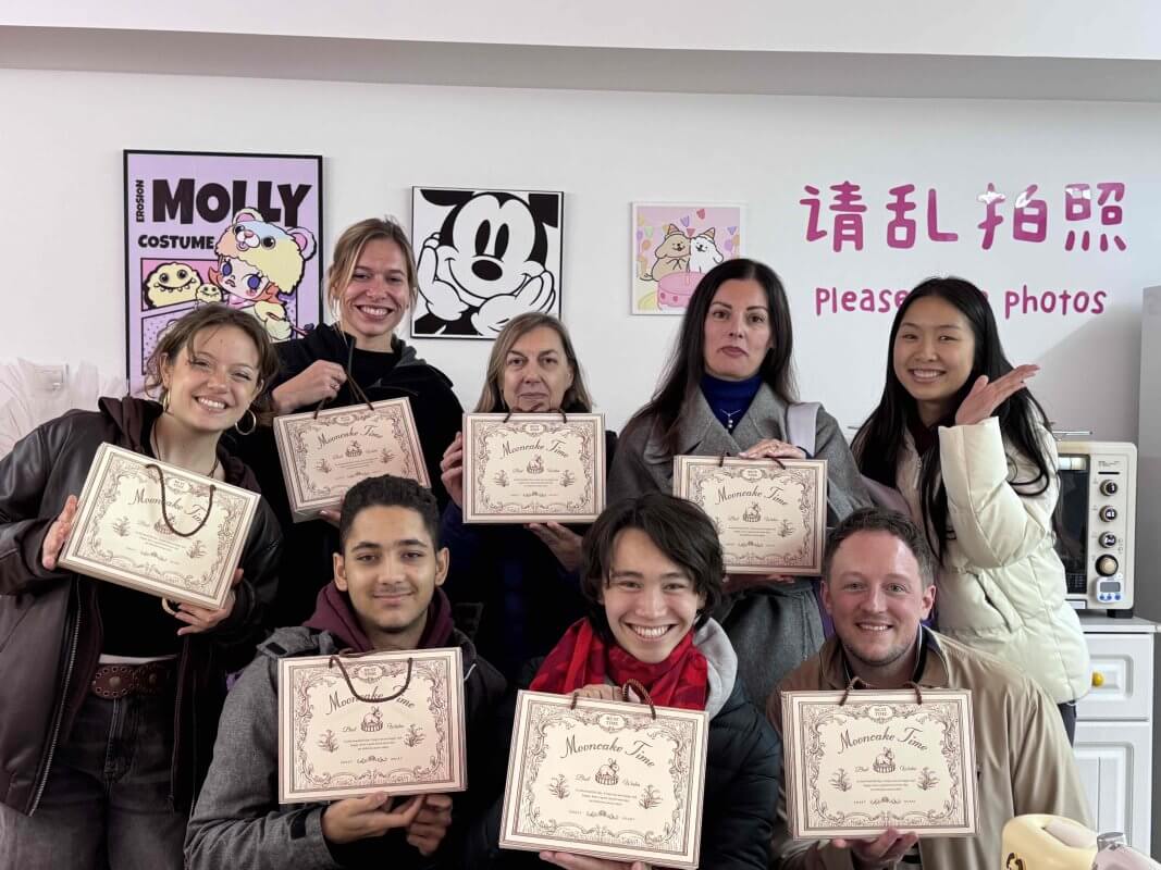 Making mooncakes at LTL Beijing with Linda and Max