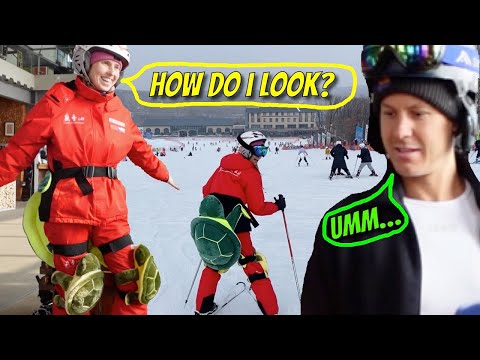 Skiing looks a bit different in China… everyone wears THESE!